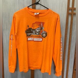 Youth Harley Davidson long sleeve shirt, orange.